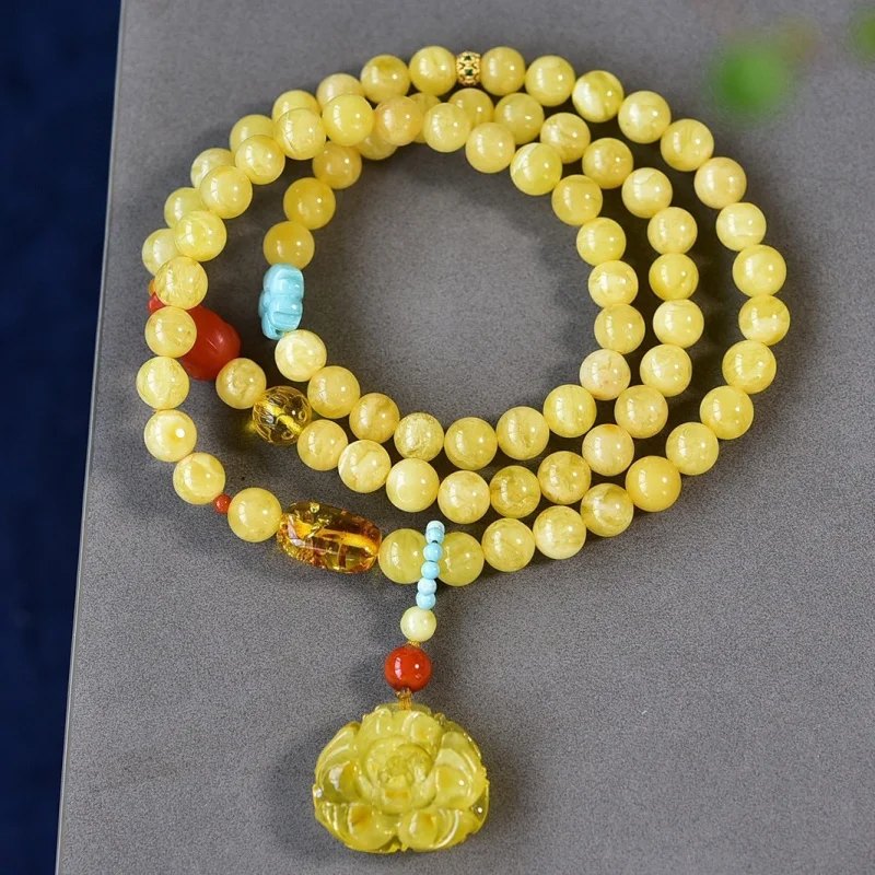 Natural Beeswax Three Circle Bracelet Full White Flower Honey 6.4mm fashion All-match