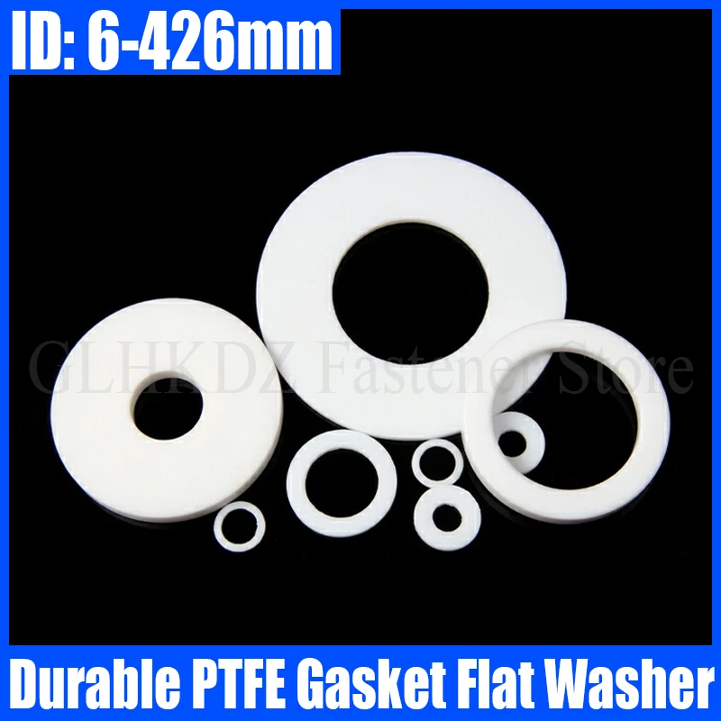 

PTFE Gasket Flat Washer ID 6-426mm Thickness 2/3mm Flange Gasket High/Low Temperature Resistant Sealing Gasket