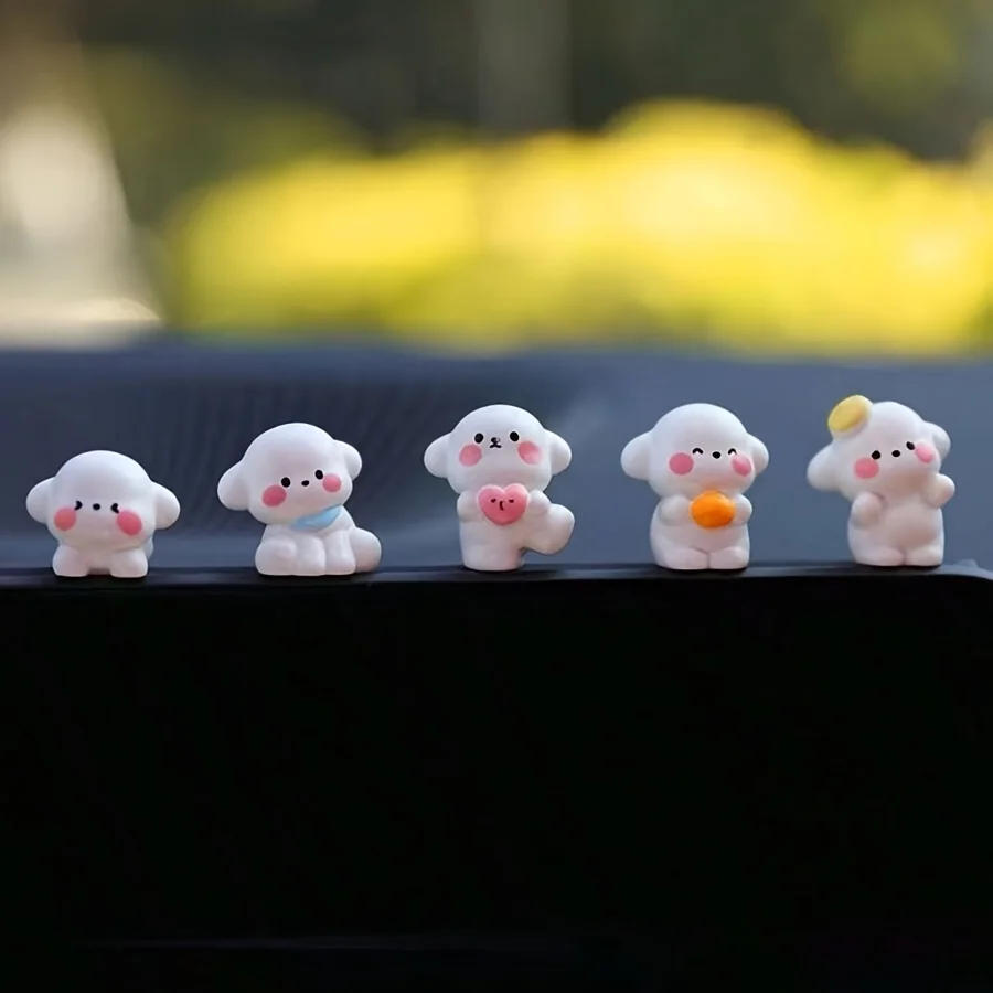 6 Cute Mini White Puppy Figurines, Creative Micro-Landscape Decorations, Small Ornaments Suitable for 6 Cute Mini White Puppy Figurines, Creative Micro-Landscape Decorations, Small Ornaments Suitable for Car Dashboards, Computer Monitors, and Desktops