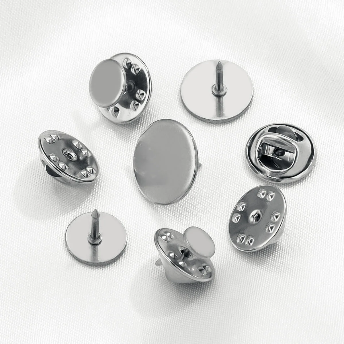 Stainless Steel Flat Pin Brooch Clutch Butterfly Clasp DIY Badge Base Holder Craft Accessories