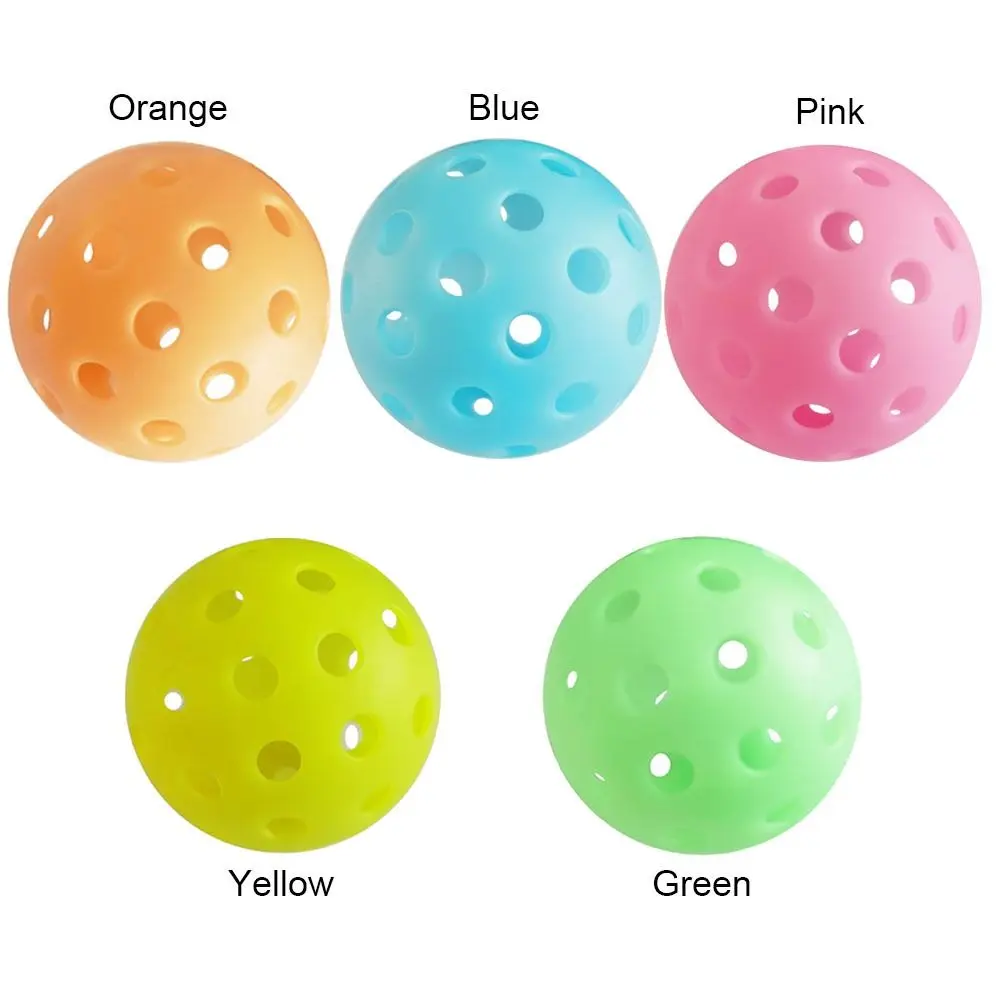 Multicolor Luminous Pickleball Creative Glow in The Dark 74MM 40 Holes Glowing Balls Elastic PE Ball Indoor Utdoor