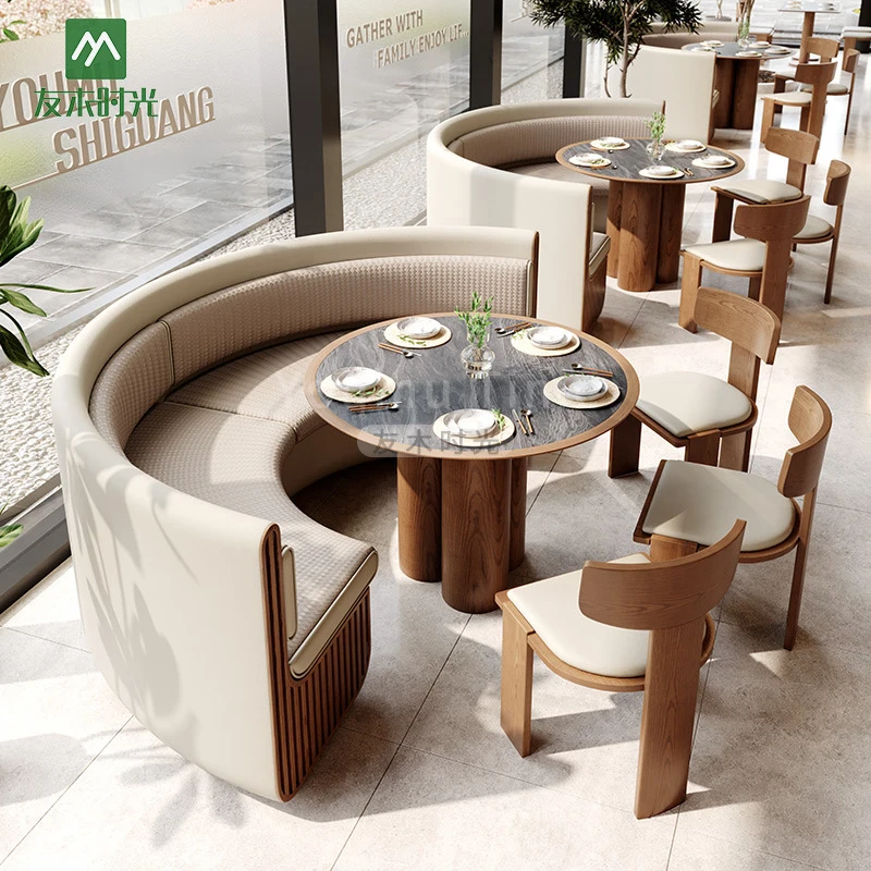 Restaurant Booth SetChain-Themed Seating, Sofa, Cafe Leisure Tables And Chairs, Dining Room Western Restaurant Wall-Mounted Boot