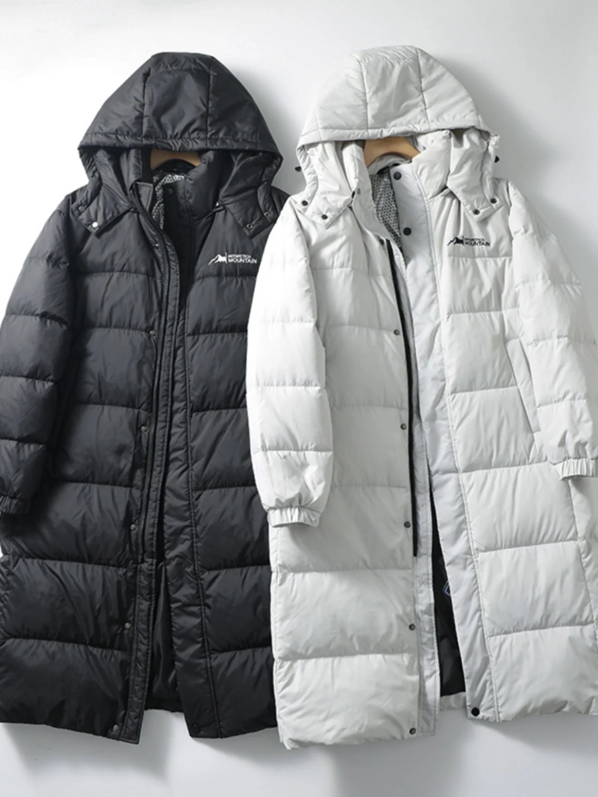 

Thiened Long down Jaet High Fill Power 25g Couple Sle Heat Reflection Hooded Du down Coat Faionable Urban Youth Ou...