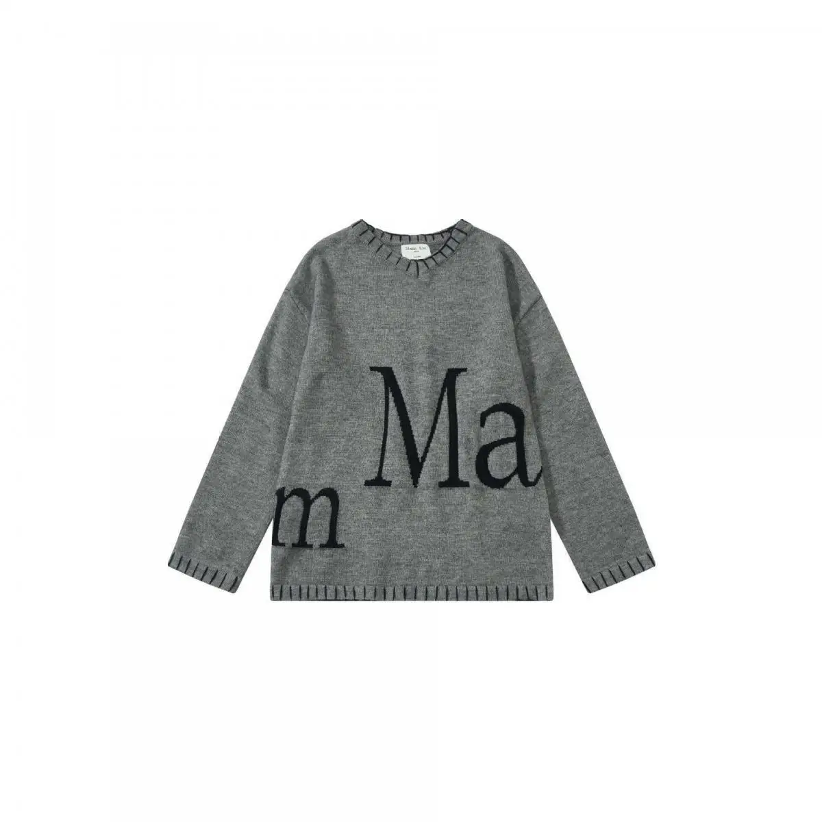 Matin Kim Korean Streetwear Brand Celebrity Style Letter Jacquard Stitching V-Neck Knitwear Sweater Women Casual Warm