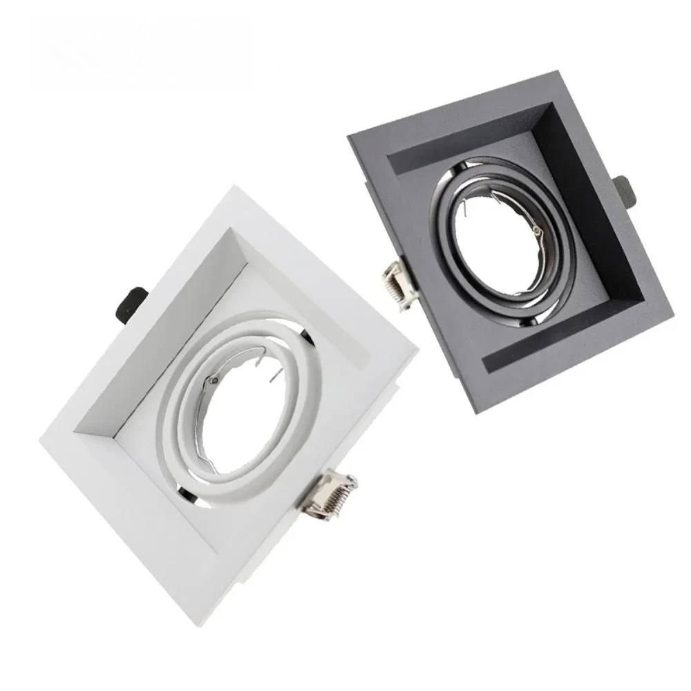 JOYINLED Square Recessed Light, Adjustable Black White Ceiling Lamp, GU10 MR16 LED Spotlight Holder, Halogen Built-in Fixture