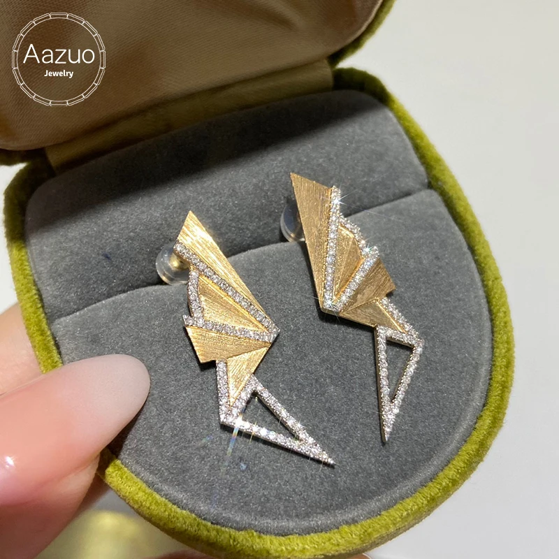 Aazuo Orignal Design 18K Solid Yellow Gold Real Diamonds 0.40ct Irregular Stud Earring Gift For Women Engagement Dinner Party