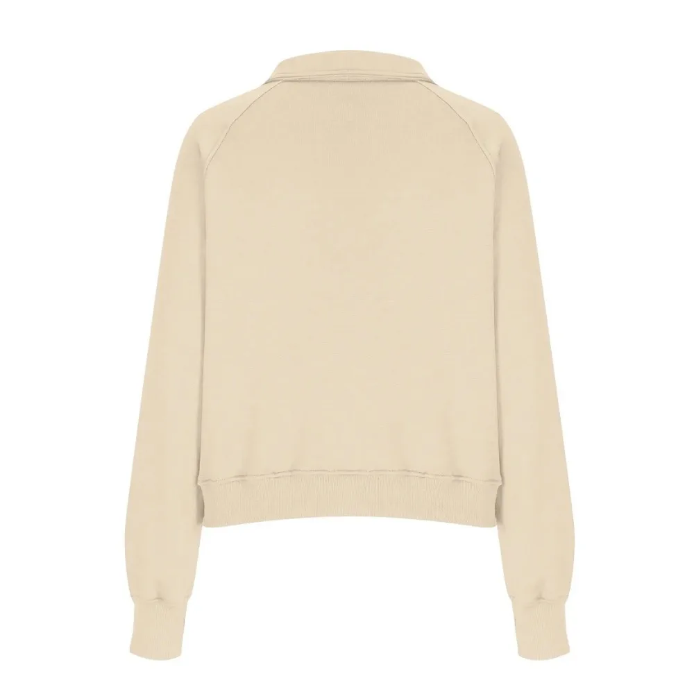 Autumn and Winter Women's Custom Zipper Hoodie Short Solid Color Fleece Half-zipper Stand-up Collar Sweatshirt Comfortable Stree