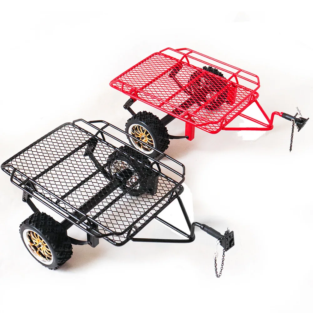 1:10 RC Trailer voor Traxxas RC4WD SCX10 Metalen Trailer Klimmen Auto Gemodificeerde Simulatie Trailer met 2 Banden Voor 1/10 Rc Crawler