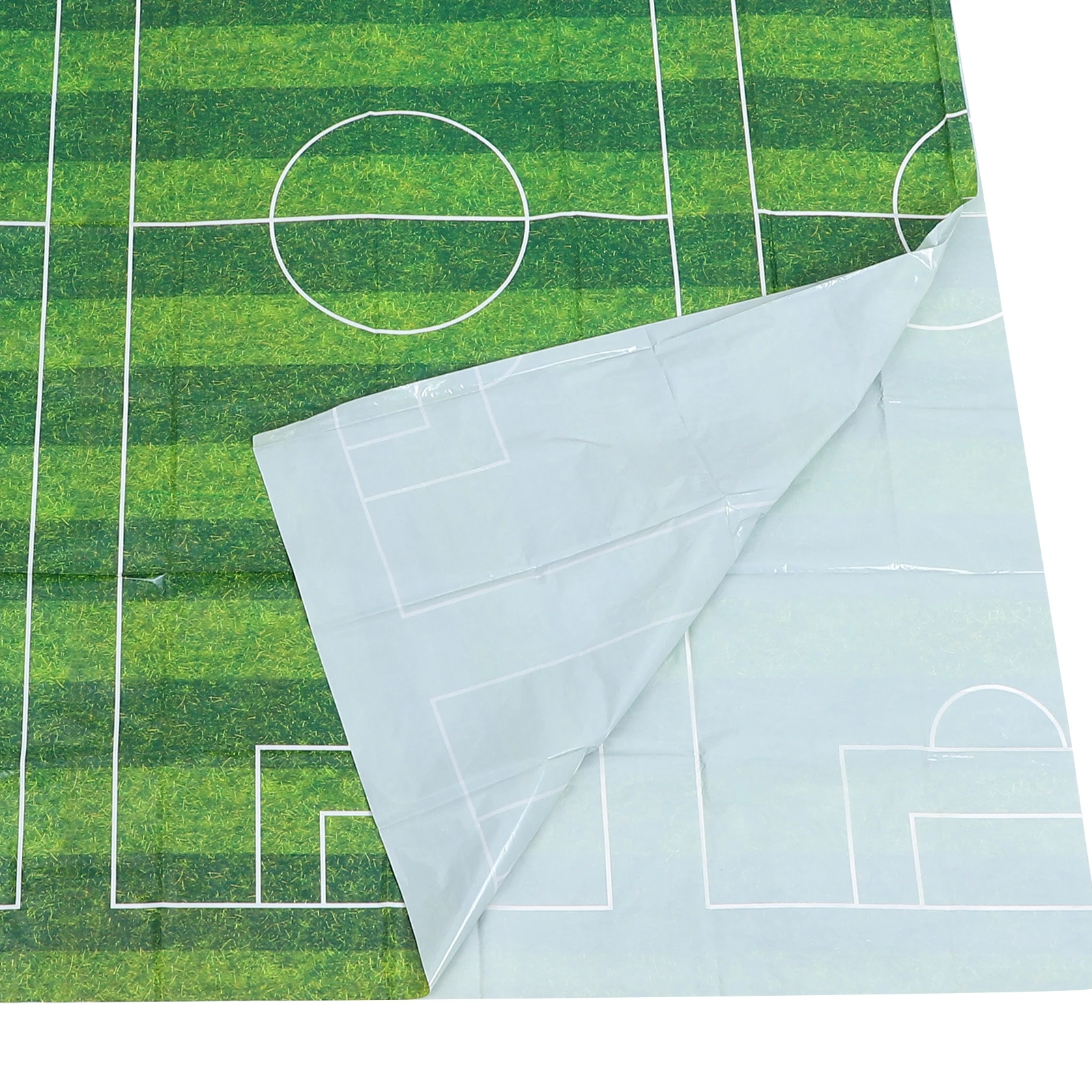 

2Pcs Rectangle Tablecloth 137x274cm Soccer Birthday Party Supplies Protective Cover Black White Green Grass PE Material