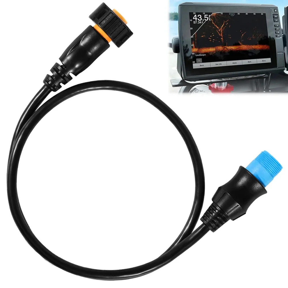 8-Pin Xdcr to 12-Pin Sounder Adapter XID, Black, for Connecting 8-Pin Transducers with XID to 12-Pin Sonar Marine Devices