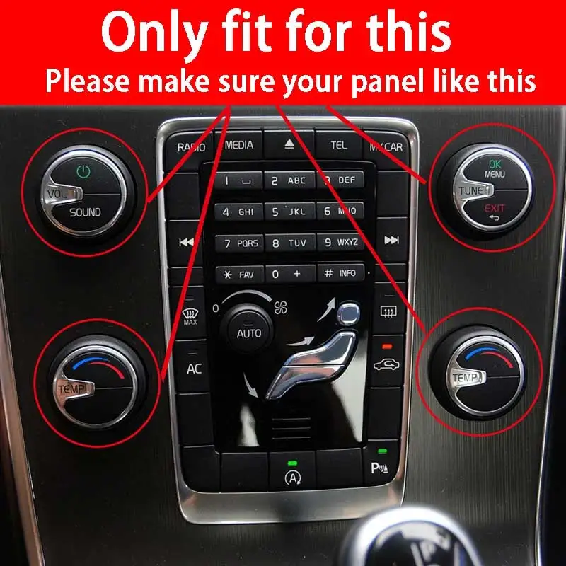 New  Air Conditioning Rotary Knob Ring Car Audio Stereo Volume Control Knob Fan Button Cover for Volvo S60 V60 XC60 V40 S80 V70