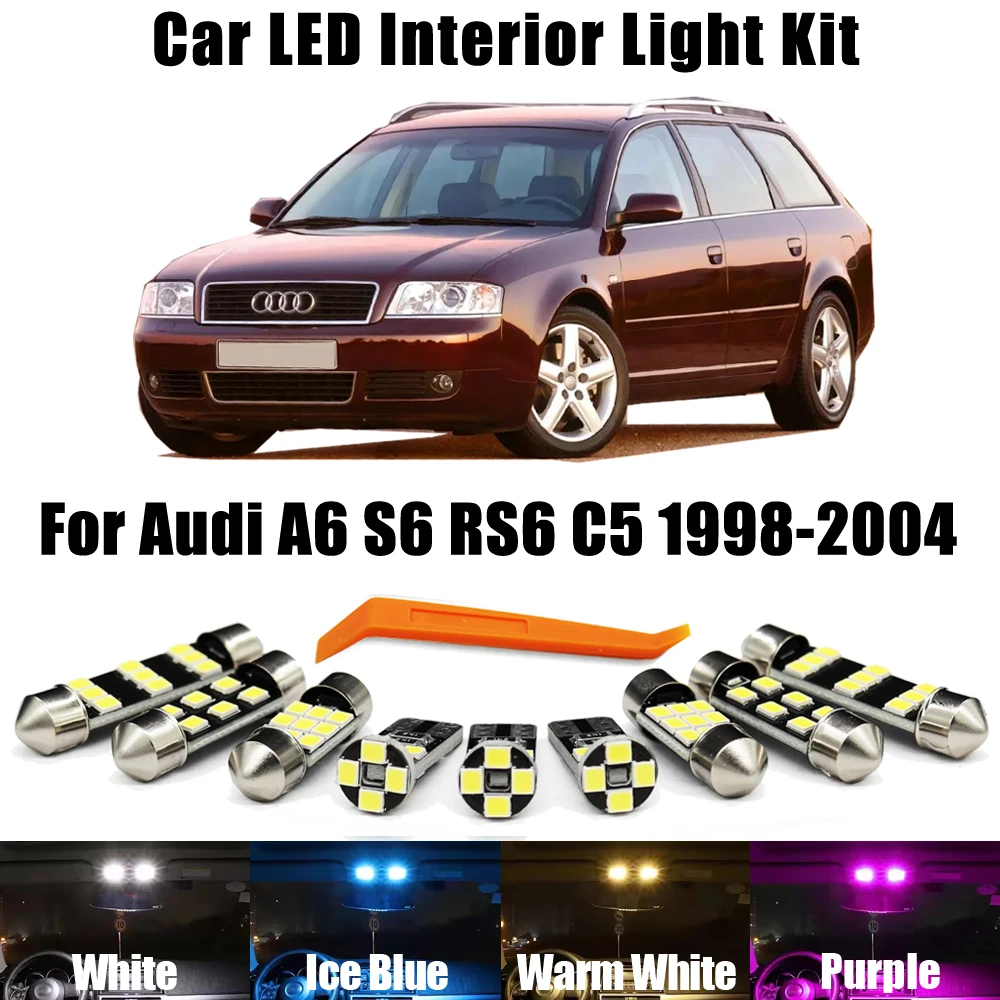 14-teiliges Canbus LED Innenraumbeleuchtungs-Set für Audi A6 S6 RS6 C5 Limousine Avant 1998 1999 2000 2001 2002 2003 2004
