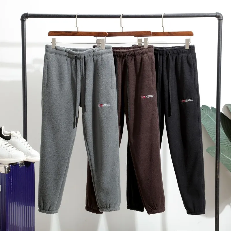 

Thiened Plu Men's Casual Pants Winter Warm Fce Lined Trousers Faionable Urban Sle Long Pants Slim Fit
