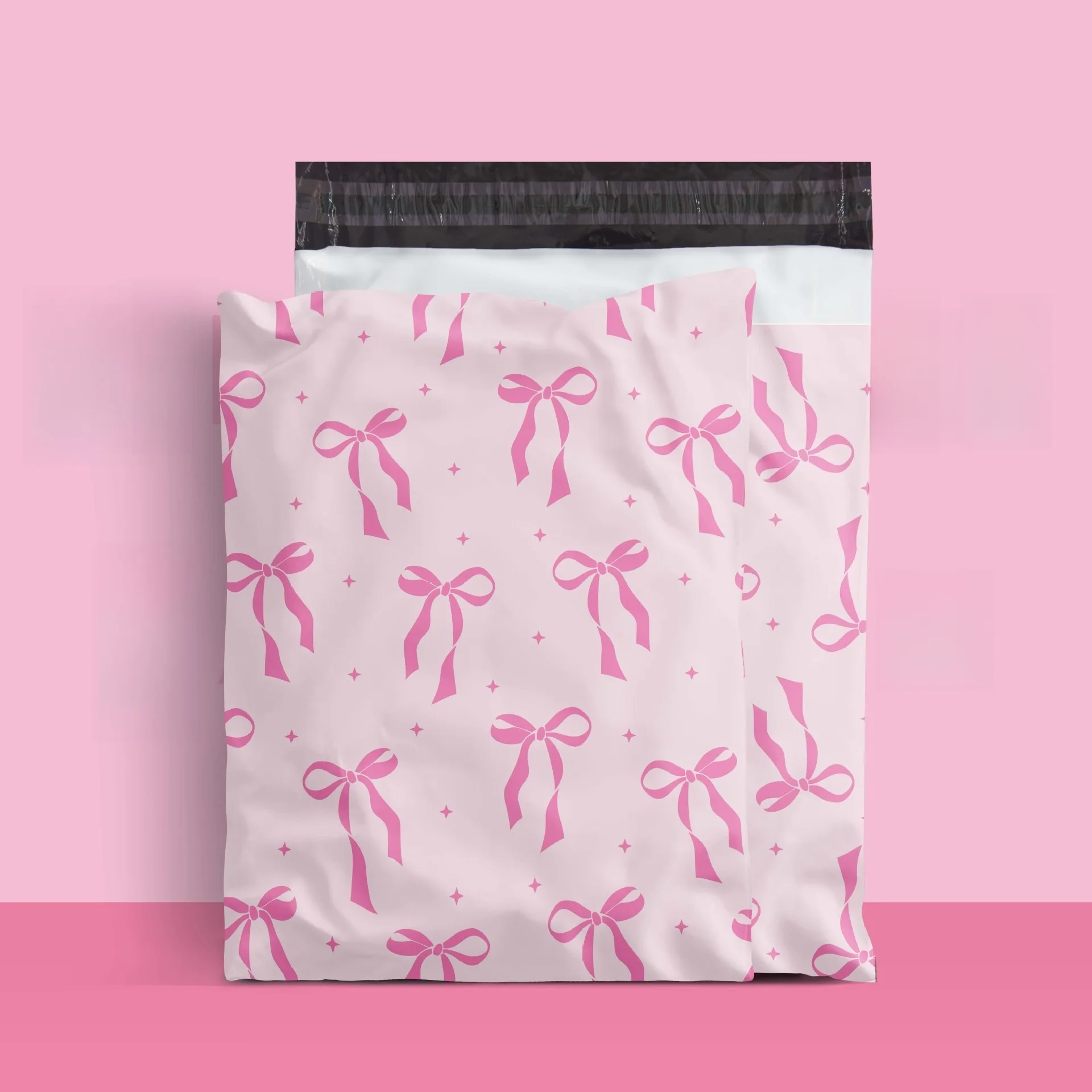 

10/100 шт. розовых почтовых пакетов с бантом, 9,5x13,5 дюймов, водонепроницаемые самоклеящиеся конверты для доставки, милые упаковочные пакеты в стиле кокетка для бизнеса