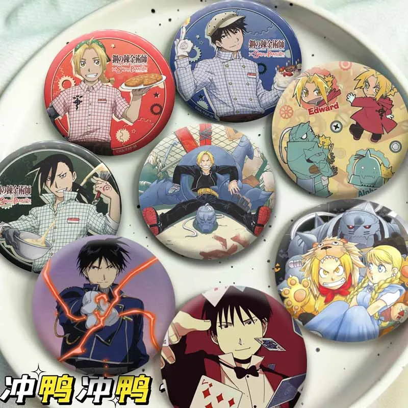 Edward Elric Roy Mustang Riza Winry Cartoon Brooch Personality Magical Anime Badge Cute Enamel Pins for Backpack Hat Accessories