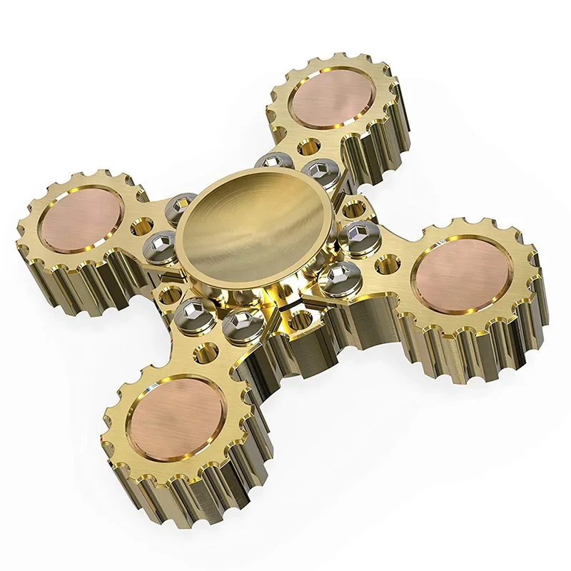 Giroscópio de ponta do dedo w4 engrenagem turbina de vapor cobre puro fidget spinner destacável metal giroscópio anti ansiedade crianças brinquedos adultos edc