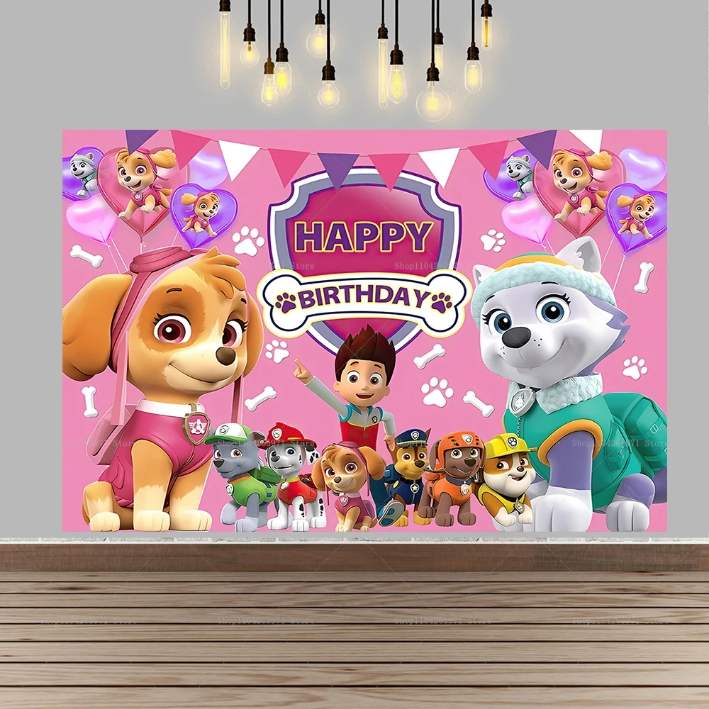 Kids Birthday Studio Backdrop PAW Patrol Rescue Dog Vinyl Banner Baby Shower Portrait Photography Background Supplies - view 4