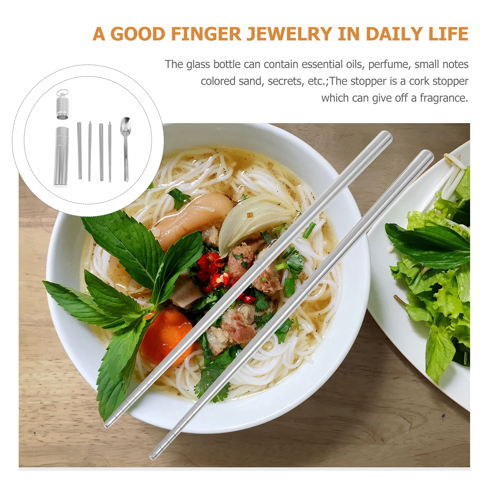 

Foldable Chopsticks Set 1 Spoon 304 Stainless Steel Portable Cutlery Travel Kitchen Tableware Metal Storage