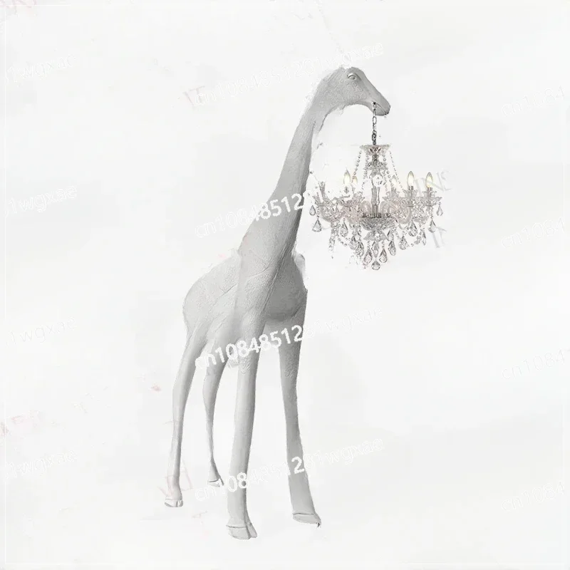 Shopping Mall Hotel Lobbyanimal Modelling Modern Fibreglass Giraffe Handheld Chandelier Personalised Creative Floor Lamps