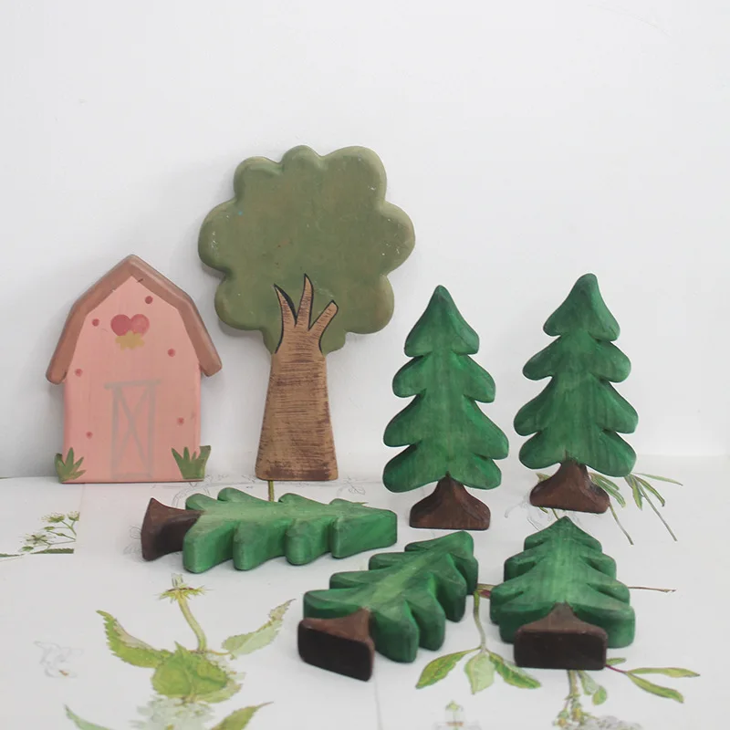 1/5pcs Wooden Christmas Tree Decor Desktop Ornament Window Display Office Gift Mini Pine Decoration Home Decoration