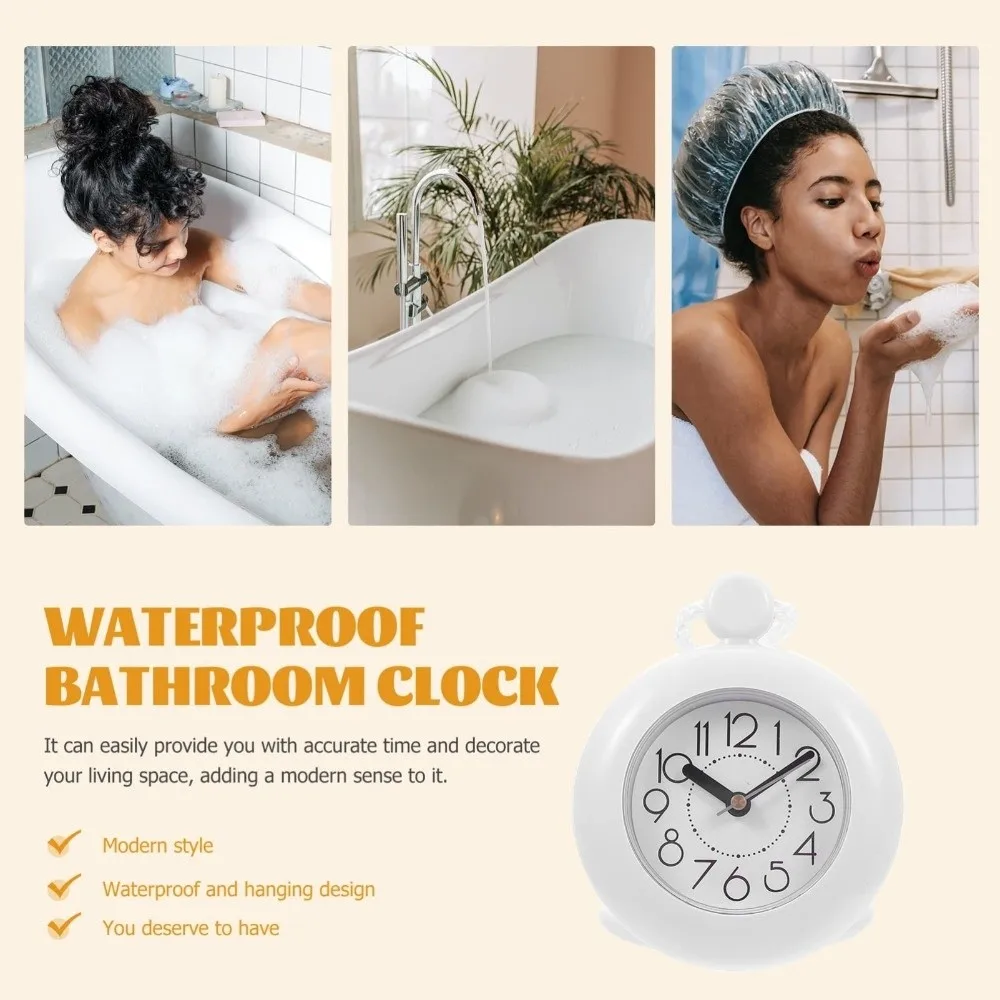 Plastic Bathroom Clock Nylon Lanyard Drop-proof Wall Mounted Clock Silent Movement Wear-resistant Hanging Watch Shower Timing