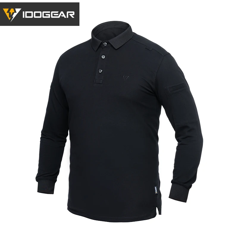 IDOGEAR Tactical Shirt Long sleeves lapel Shirt SORONA Material Breathable Hiking Sports Top 3117