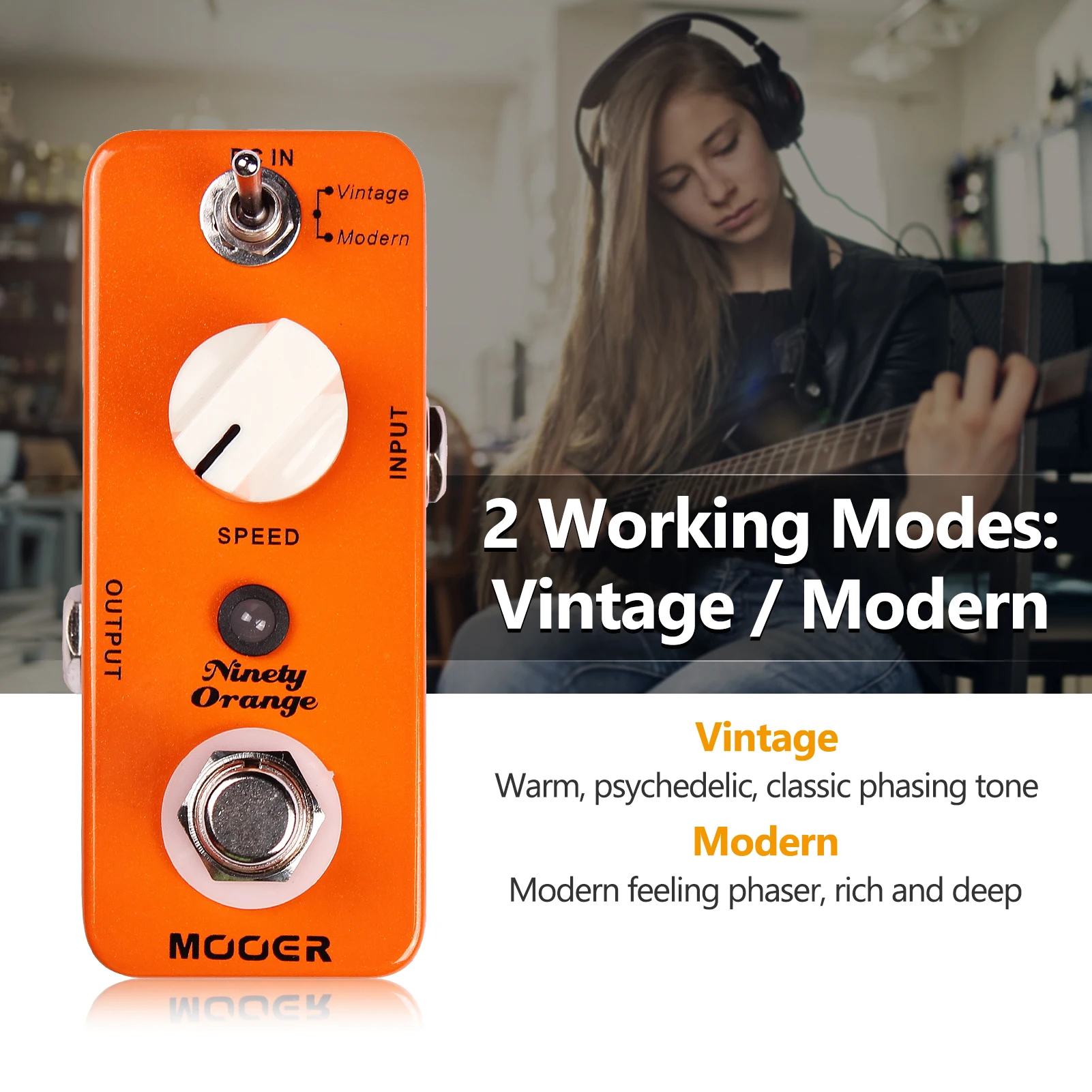 Mooer Ninety Orange Micro Mini Analog Phaser Electric Guitar Effect Pedal True Bypass