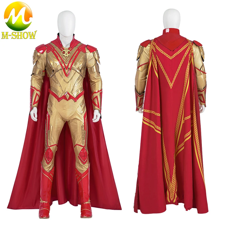 

Adam Warlock Cosplay Costume Gold Jumpsuit with Red Cloak Mens Halloween Party Fancy Suit Custom Made Any Size