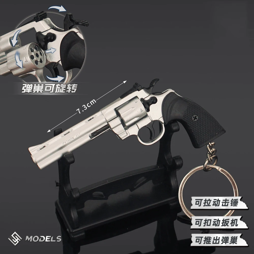 

1:3 Mini Gun Model Keychain Colt 357 Model Weapon Metal Pendant Key Chain Chaveiro Bag Car Key Holders Gift For Men 7.3cm