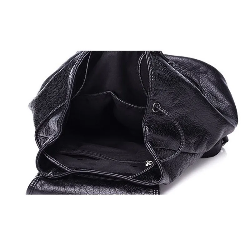 Mochila feminina de couro pu macio mj, bolsa de viagem grande, mochila feminina, bolsa de escola preta para meninas adolescentes