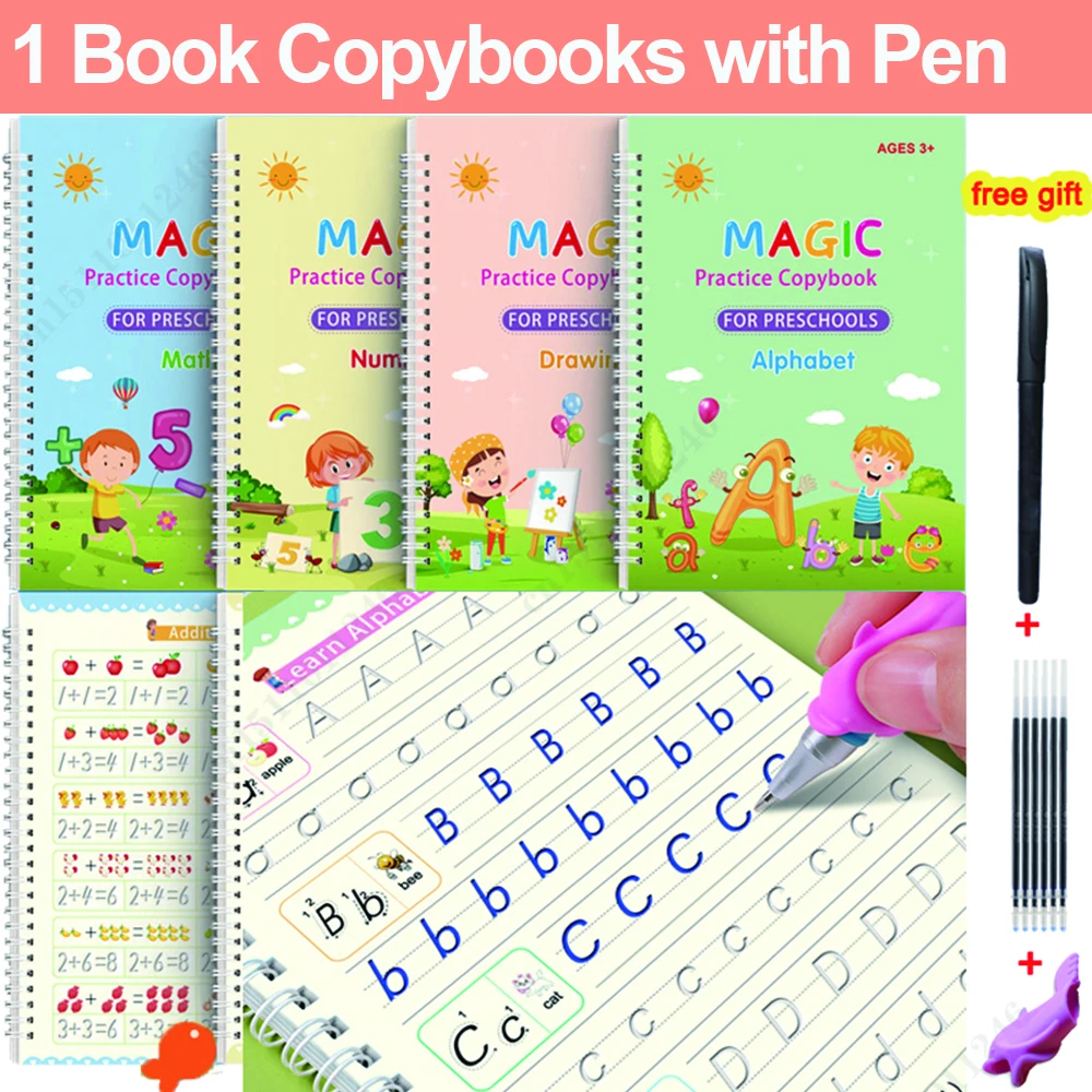 Montessori Pen Control Training Writing Sticker Learning Educational Toy Kids Reusable Magic Copybook Drawing Toys for Children