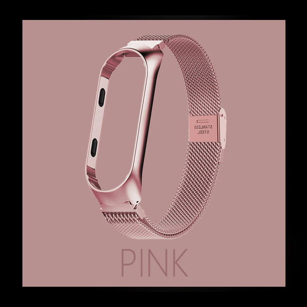 Stainless Steel Sports Strap For Xiaomi Mi Band 6 5 4 Smartwatch Bracelet Smart band Rose Gold For MIBand5 mi5 MI band5 Metal