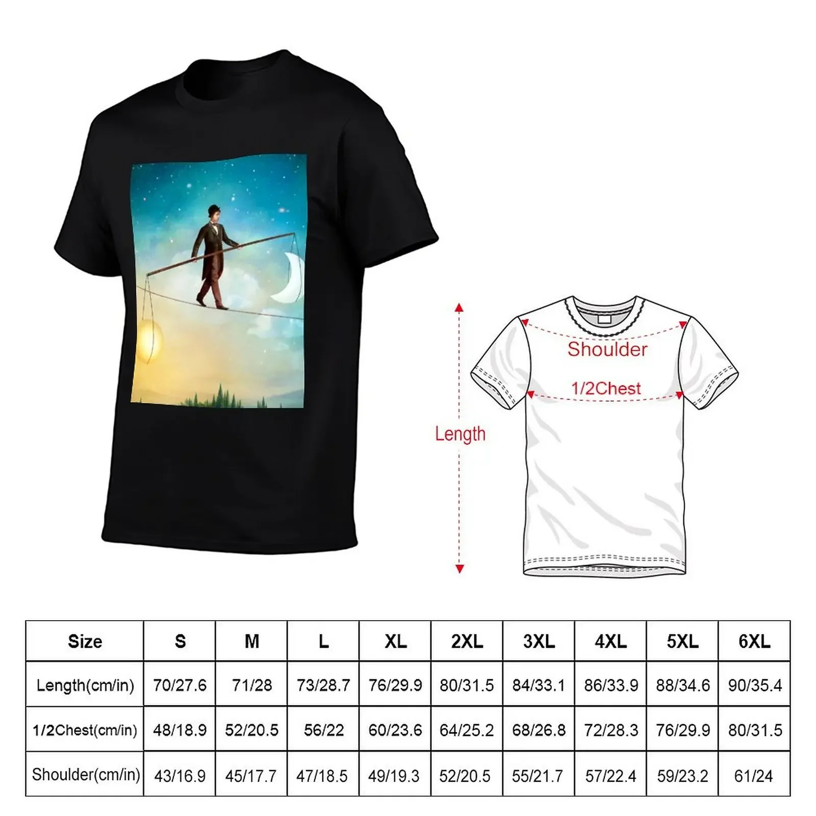 Between Night and Day T-Shirt basketball graphic tees customizeds for a boy summer clothes Men's cotton t-shirt