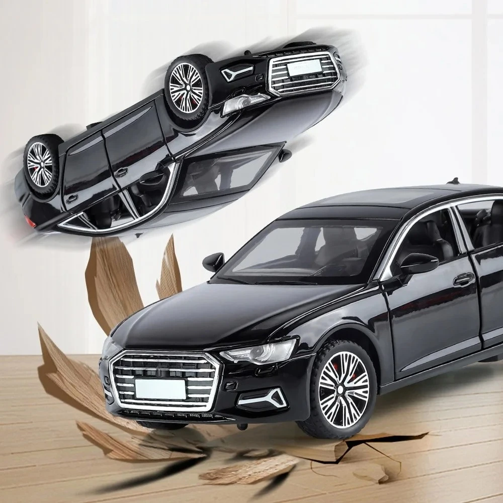 Model samochodu Audi A6 w skali 1:32, odlewany z metalu, miniaturowy, z dźwiękiem i światłem, napęd na sprężynę, zabawka dla dzieci, pojazd, prezent.