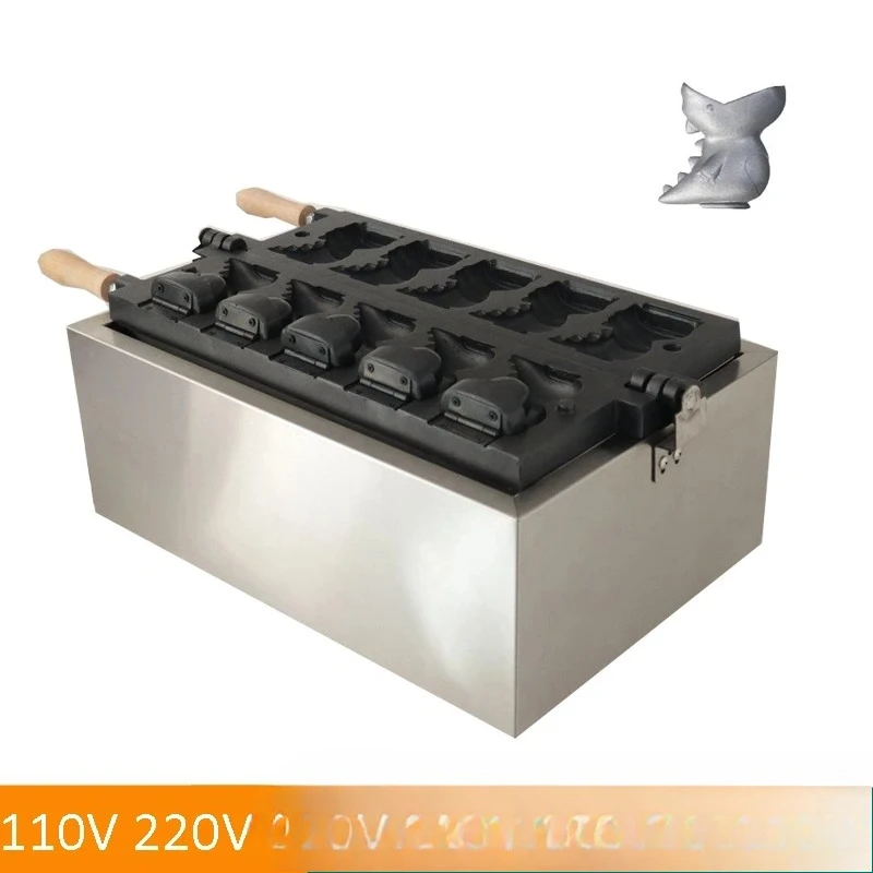 

Electric 110V 220V Non-sticking Stainless Steel Dinosaur Waffle Maker Machine Popular Open Mouth Taiyaki Dinosaur Waffle Machine