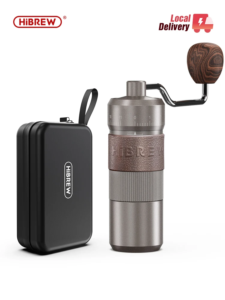 HiBREW Manual Coffee Grinder Aluminum Conical Burr Capacity 22g Hand Coffee Grinder with 11 Levels Adjustable Setting Pour Over