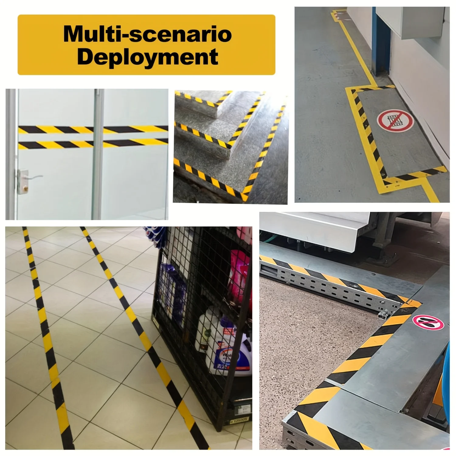Yellow and Black Warning Tape, Heavy Duty PVC Self-Adhesive Floor Marking Safety Tape for Warehouse, Factory, Parking Lot,
