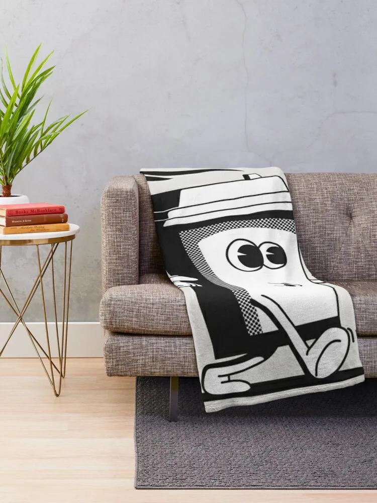 Coffee Go Take Away Concept with Vintage Walking Cartoon Paper Coffee Cup Character Throw Blanket Baby decorative Blankets