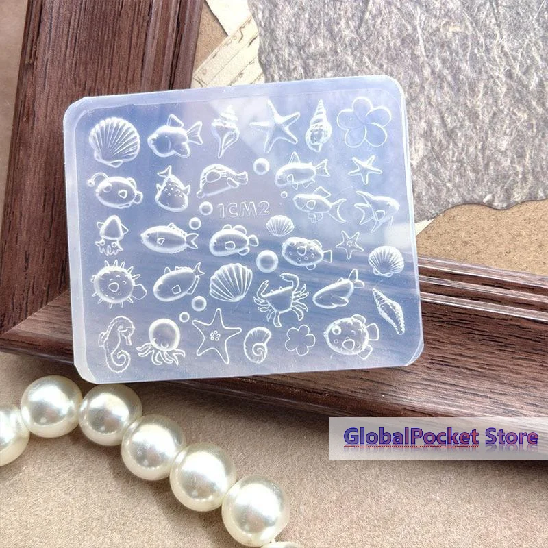 [TG823]1Pcs Summer Ocean Silicone Nail Mold Style 3D Gel Manicure Conch Seashell Starfish Reusable Stencils Supplies