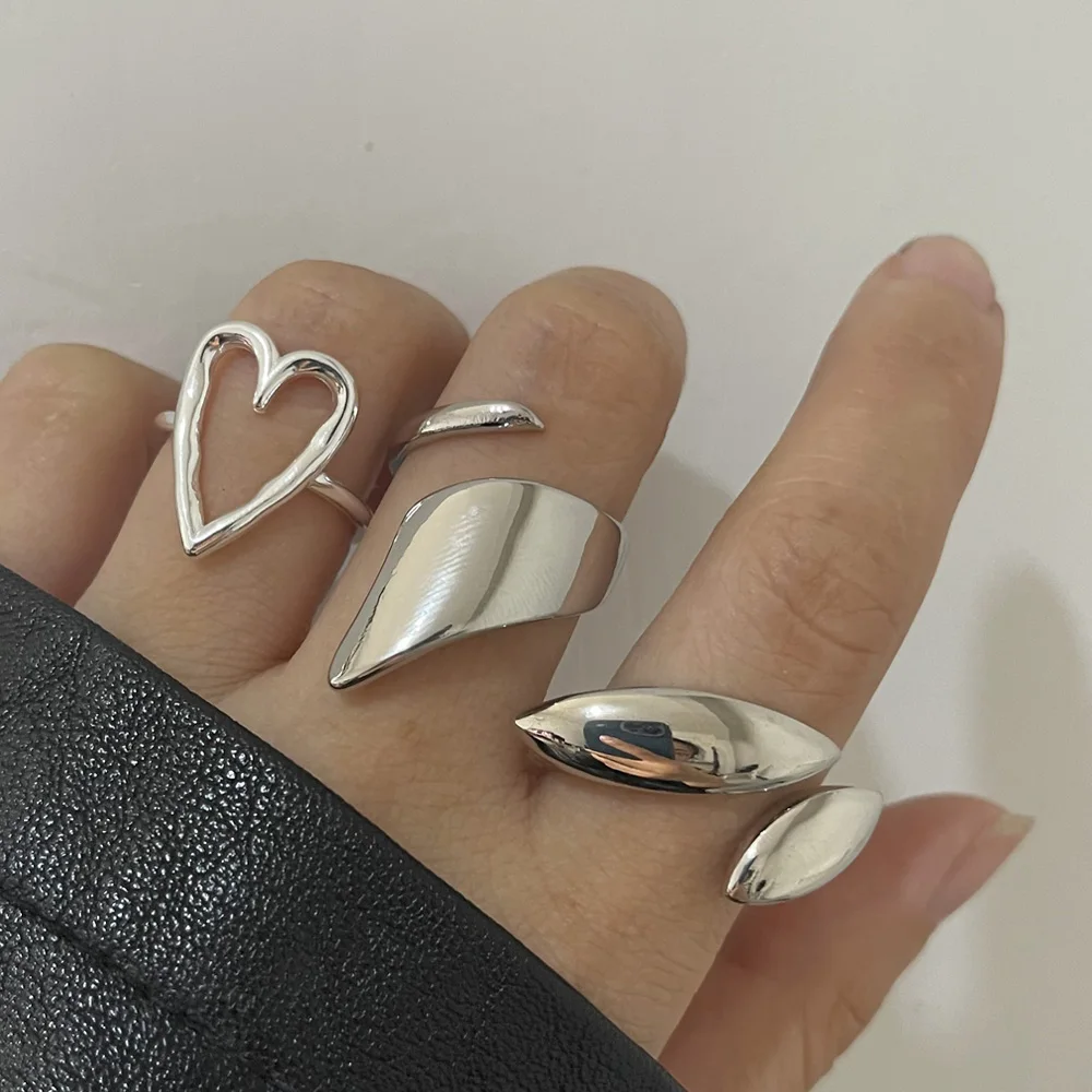 Anillos abiertos de Plata de Ley 925 con forma de corazón para mujer, accesorios de joyería de diseñador de lujo para compromiso de boda, regalo de cumpleaños y fiesta