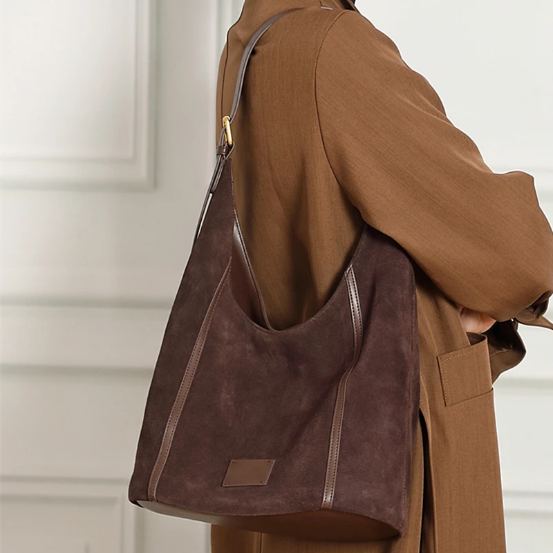 

Burminsa из воловьей замши, большие сумки на плечо для женщин, 2022, роскошные дизайнерские сумки через плечо, женские сумки