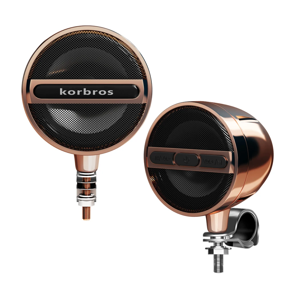 Motorcycle Bluetooth Speaker System, Waterproof Design, Suitable for 12V Vehicles/Radio/USB/FM Radio (Rose Gold)