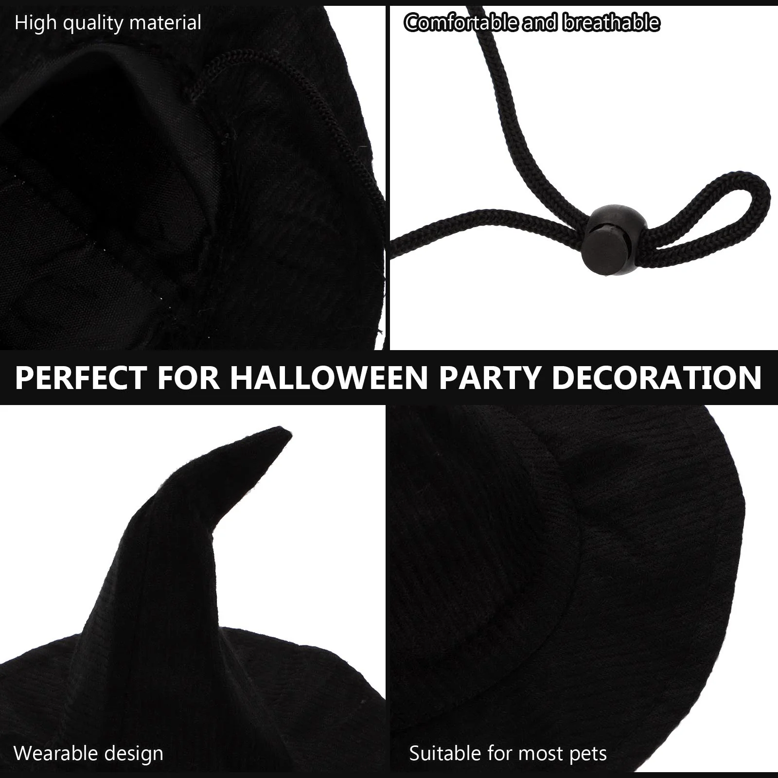 2 Pcs Pet Pointed Hat Witch for Dog Headdress Cat Costume Halloween Caps Adjustable