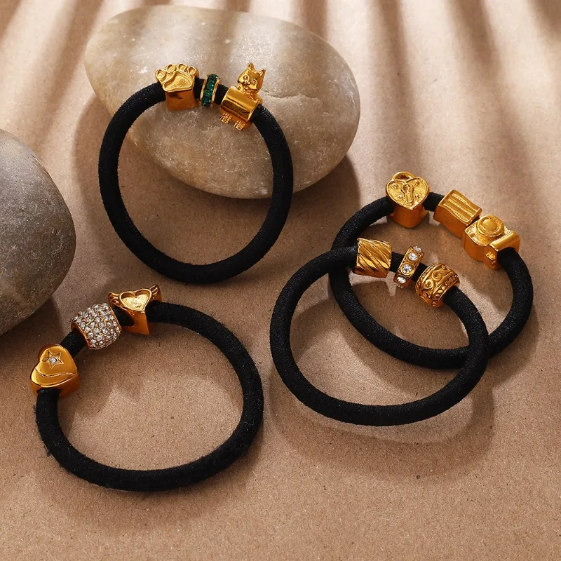 Metal Crystal Rhinestone Elastic Hair Ties Luxury Ponytail Hair Scrunchies Women Hair Accessories