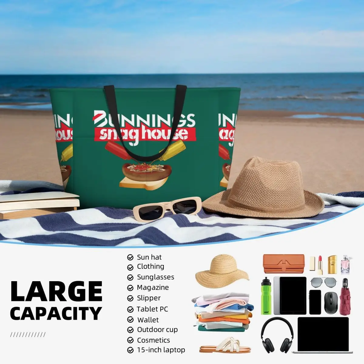 Bunnings Snaghouse Beach Tote Bag Sport Gym Yoga Duffle Large Tote Bag Women Travel Bag Fitness bag