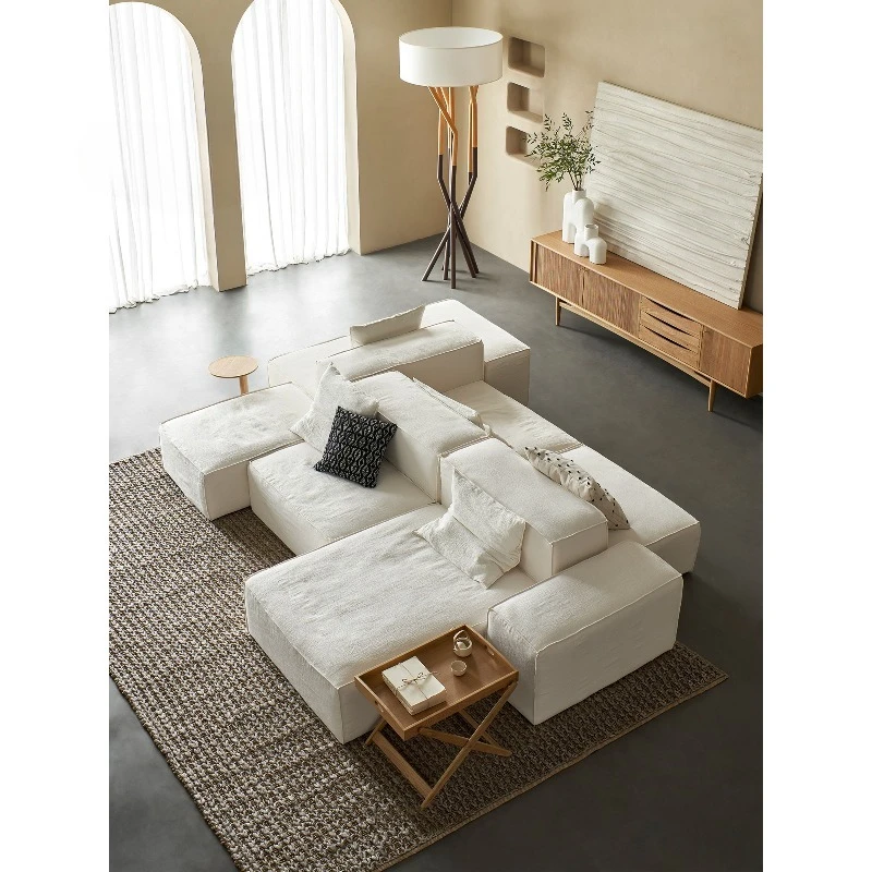 Wabi Sand cream style linen fabric living room double-sided tofu block modern simplicity