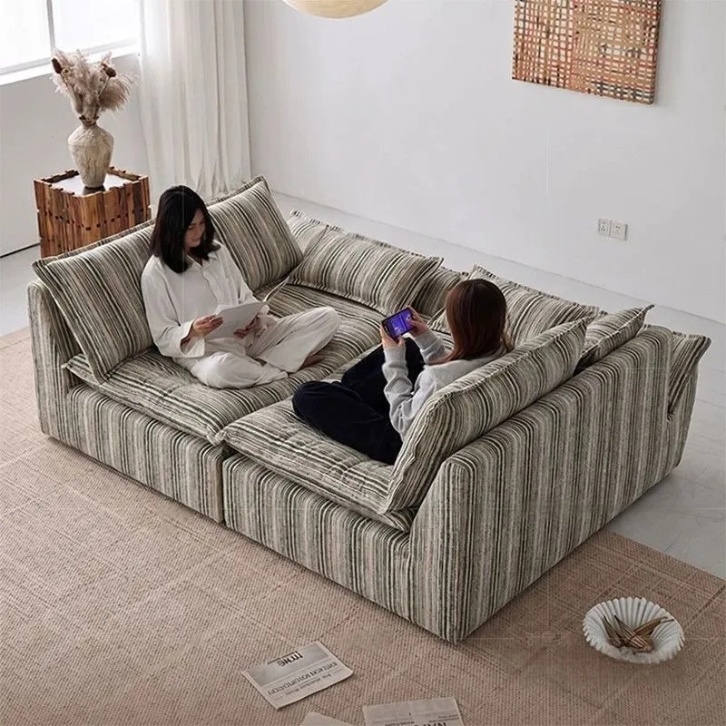 Printed removable sailing sofa, retro medieval style living room straight row art circle yarn fabric sofa