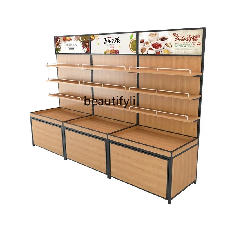 

Grains Shelf Bulk Candy Specialty Steel Wood Combined Nuts Fresh Shelf