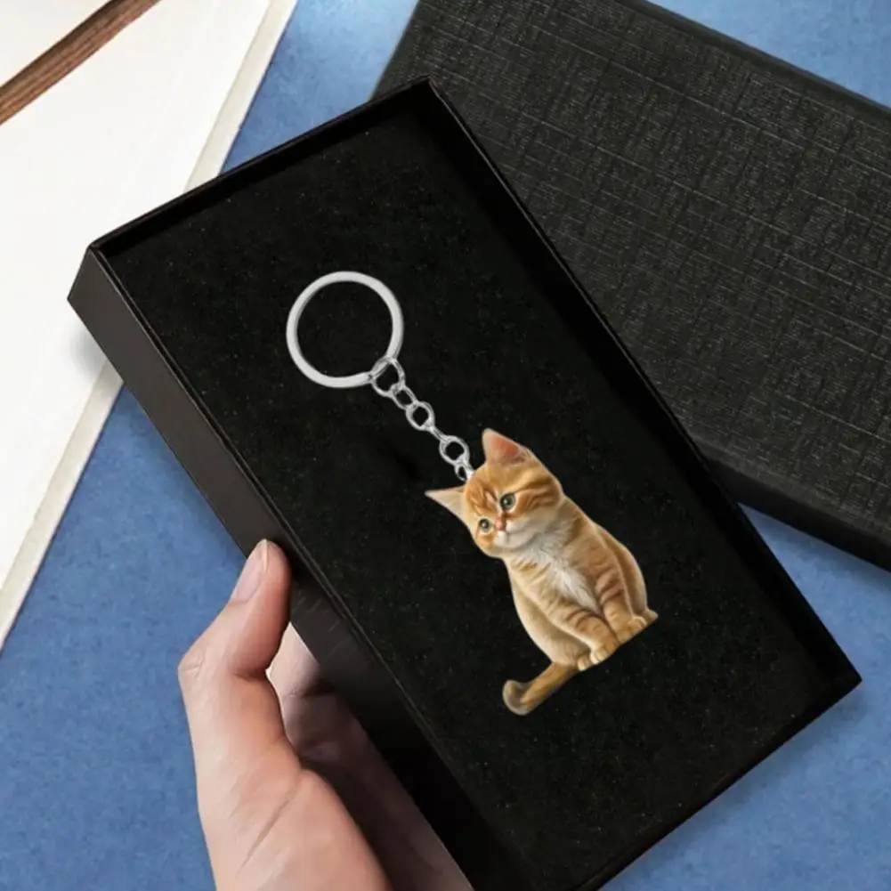 Acrylic Cat Pendant 2D Flat Double Sided Cat Keychain Decorative Pet Hanging Decoration Cat Keyring Accessories For Window
