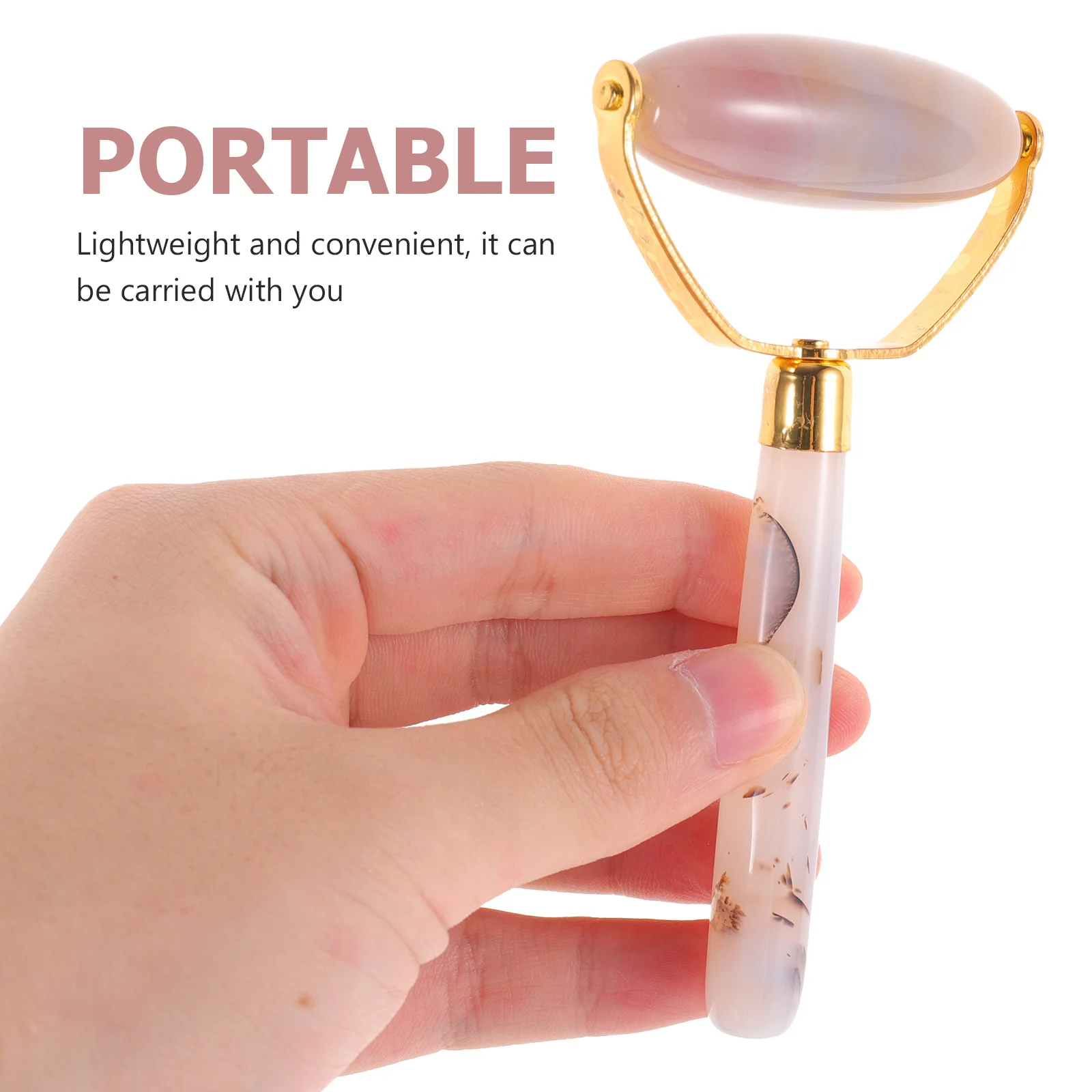 ลูกกลิ้งนวดหยก 2 ชิ้น สำหรับหน้า ตา ผิวกาย เครื่องนวดหน้าแบบพกพา อุปกรณ์ดูแลผิวหน้า ลูกกลิ้งหยก